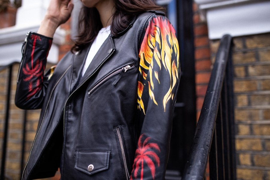 The Letter on Fire leather jacket